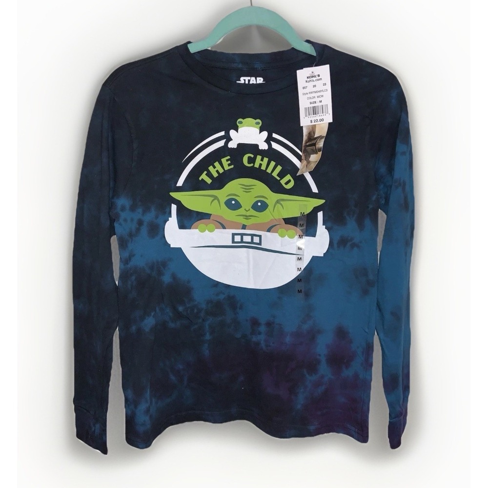 Disney Star Wars The Child Grogu Youth Medium Tie Dye Long Sleeve Graphic Tee NW